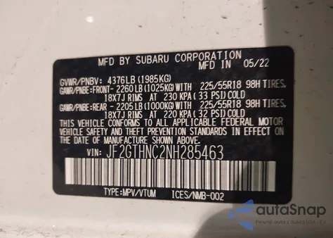 2022 Subaru Crosstrek Limited from USA, damaged, VIN JF2GTHNC2NH285463
